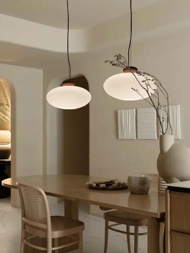 Retro glass and wood chandelier for interior decoration - view 4