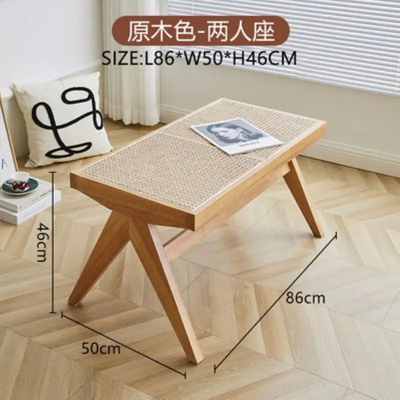 True Nordic style rattan stool for changing shoes - Dark Khaki