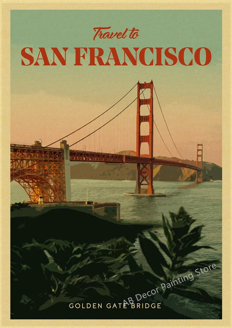 Vintage World Travel Poster, Chicago Las Vegas and Cairo, Design 42 - 42 / A3 16.5 x 11.8 inches