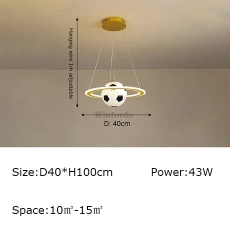 Creative pendant light earth moon football original design - Style D Gold D40cm / Adjustable Brightness