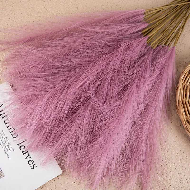 Set of 5 fake pampa flowers for wedding and Christmas decoration - Purple / 5 Pieces