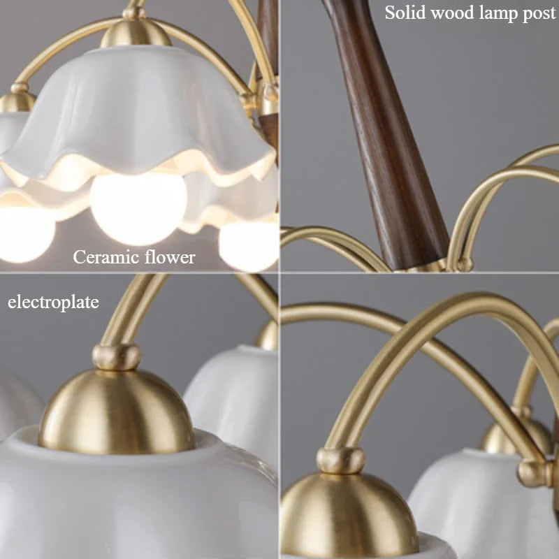 Modern chandelier in ceramic flower for contemporary interior - view 6