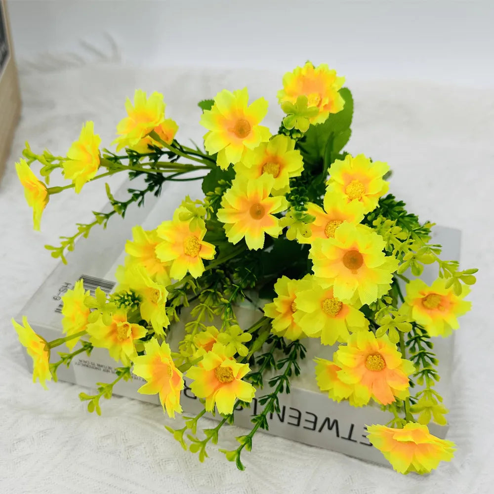 Uv-resistant artificial flower set for outdoor decoration - Light Yellow