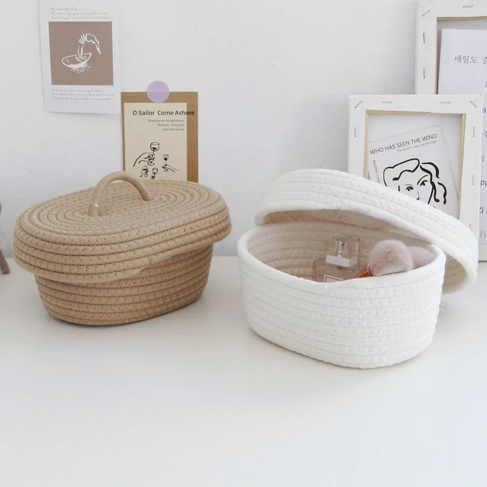 Oval cotton rope baskets for storage and organization - view 2