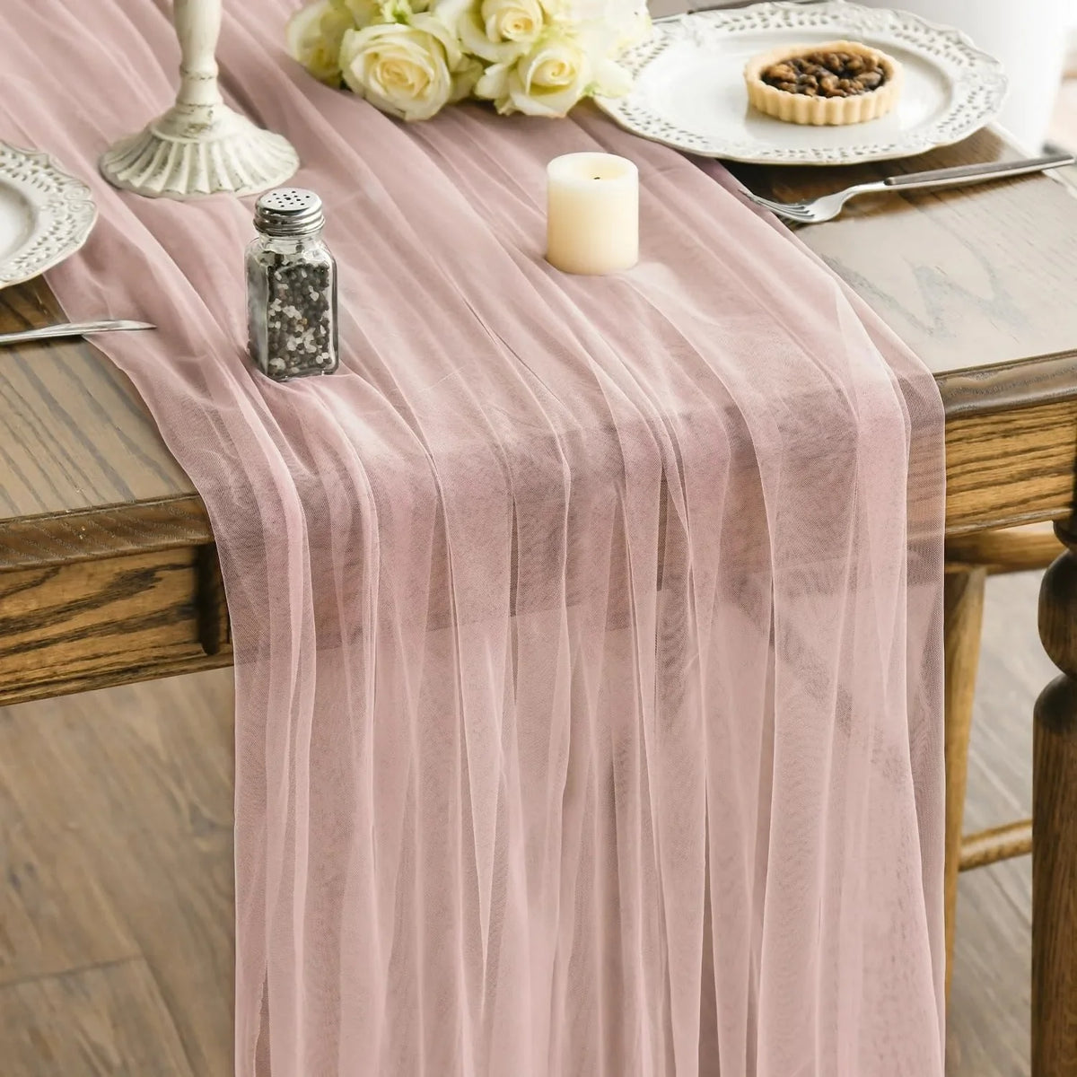 Transparent gauze table runner wedding decoration elegant party - 75x300cm