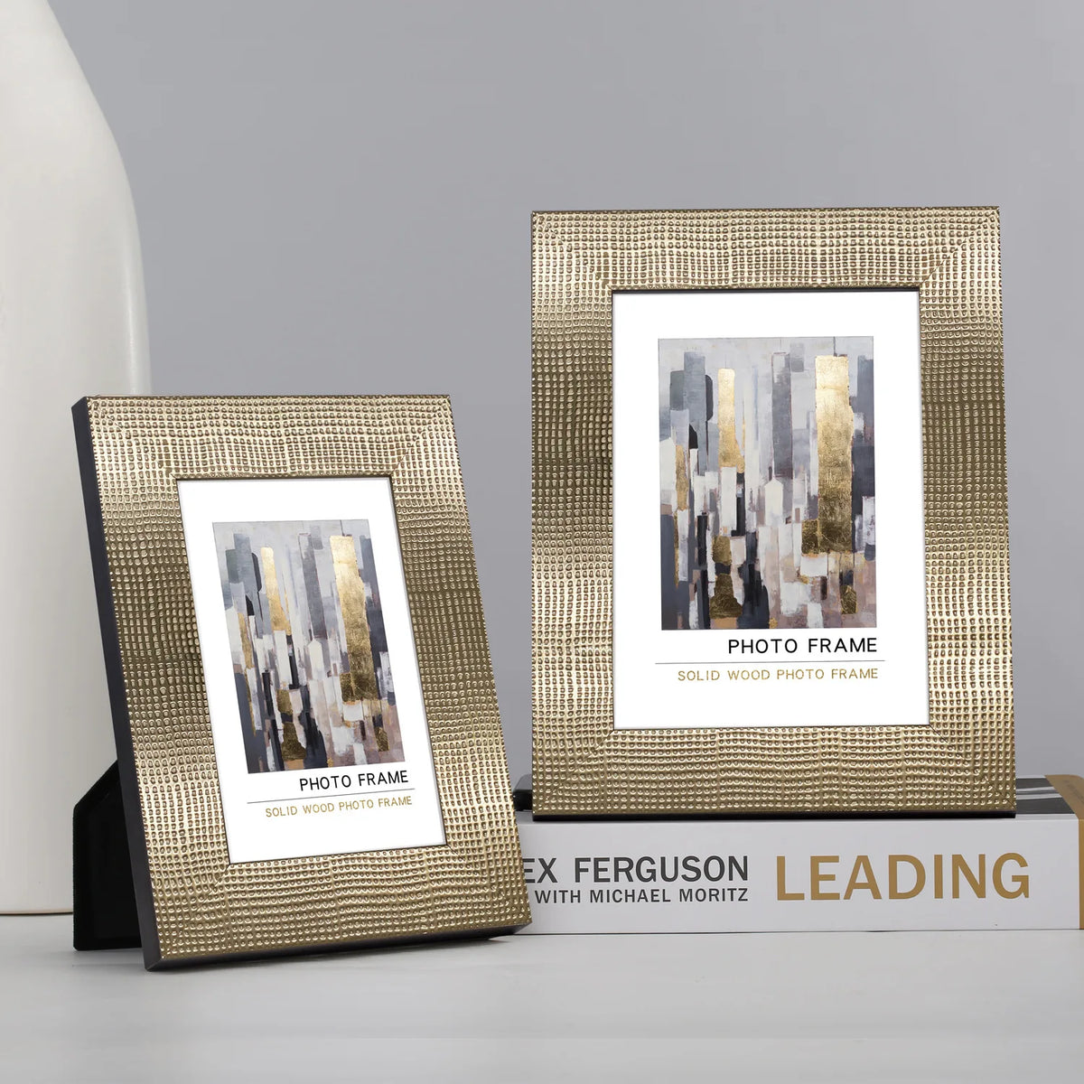 Modern photo frame in solid wood for office