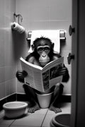 Bear Dog and Tiger on Toilet Humorous Wall Art, Modern Original Style - A4 21X30cm Unframed / 2