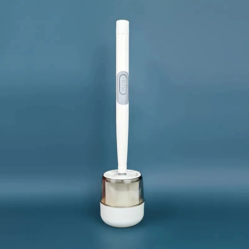 Toilet brush set with wall support and long handle - White