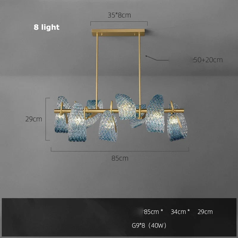 Hanging chandelier in glass crystal modern lighting for interior - Neutral light / 85cm