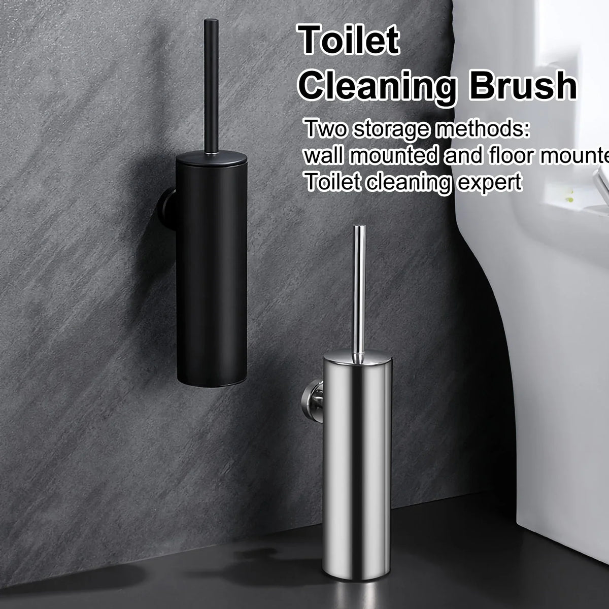 Durable stainless steel wall toilet brush for bathroom - view 2