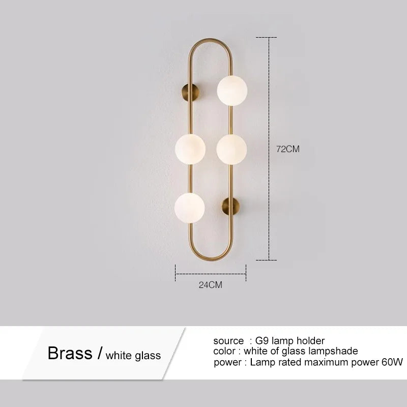 Modern wall sconce in white glass for interior decoration - Brass 4 Balls / Cool White No Remote