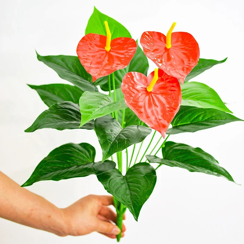 Artificial plants monstera palm anthurium interior decoration outdoor - 53cm 3 Heads