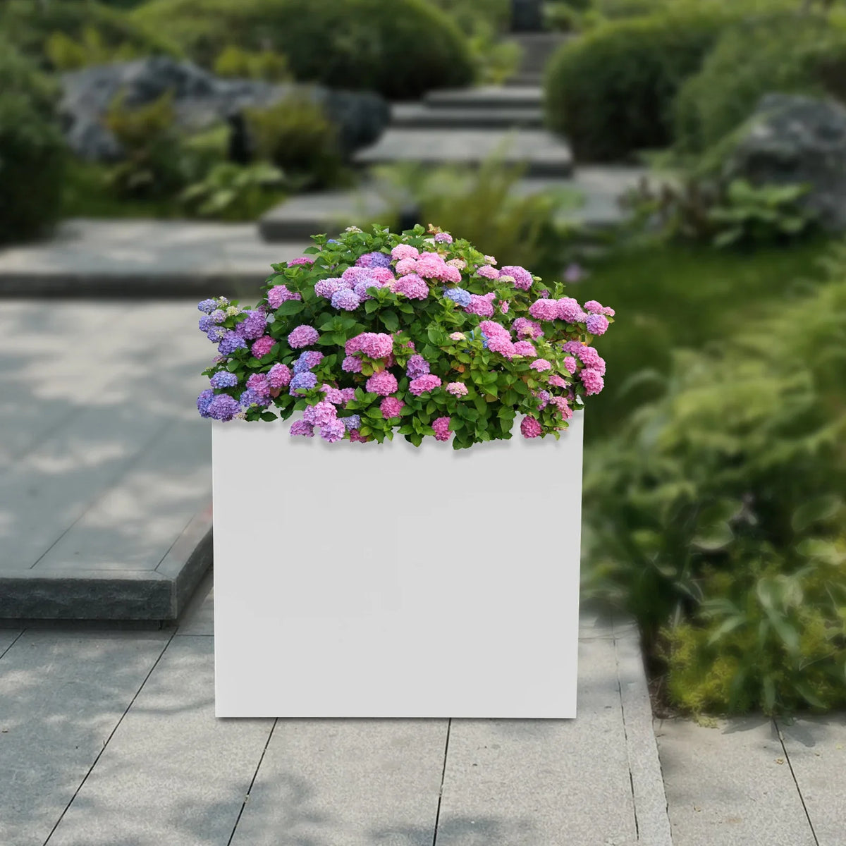 Square metal gardener for indoor and outdoor plants