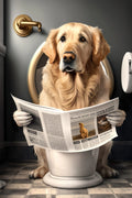 Humorous Bear Dog and Tiger on the Toilet Bathroom Wall Decor - 13X18cm Unframed