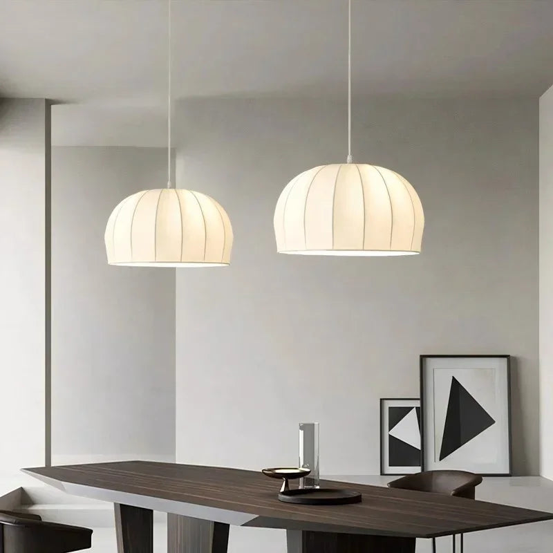 Wabi-sabi Nordic pendant light in decorative silk cocoon - view 4