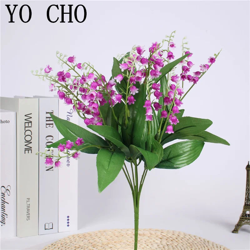 Artificial flowers muguette wedding bouquet party decoration - Pink Red