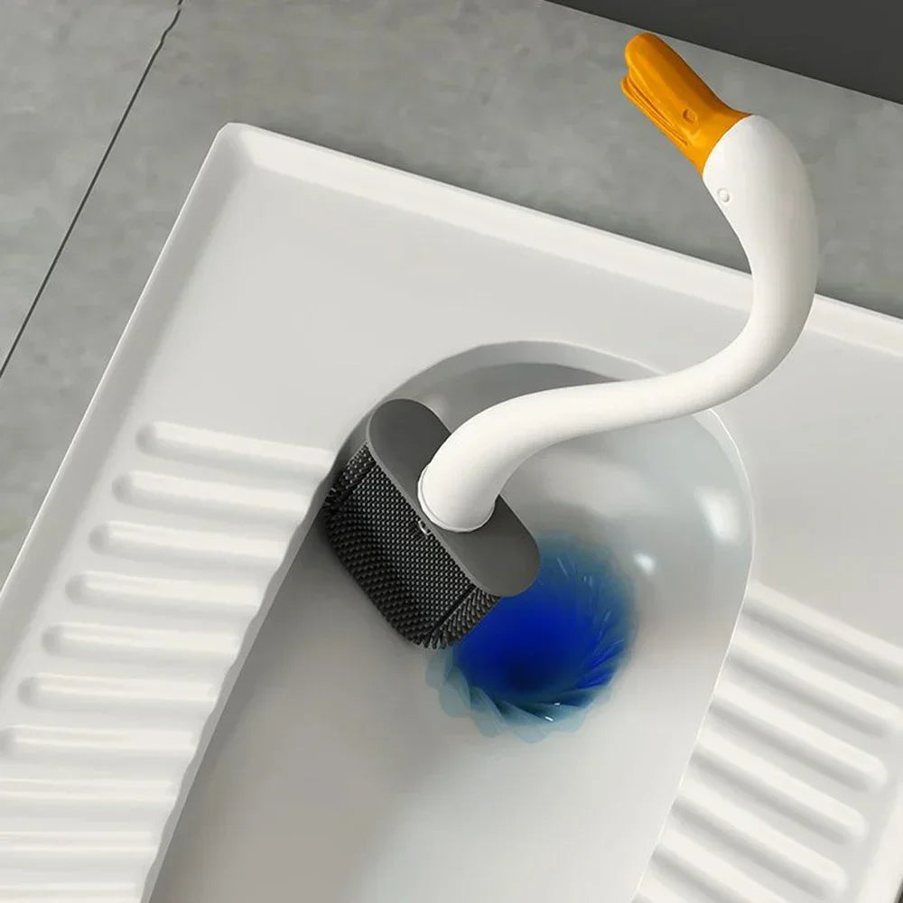 Goose Shape Toilet Brush - Wall-Mounted Corner Cleaner, Refillable Detergent, Funny Silicone TPR Brush, Bathroom decor Accessory - view 2