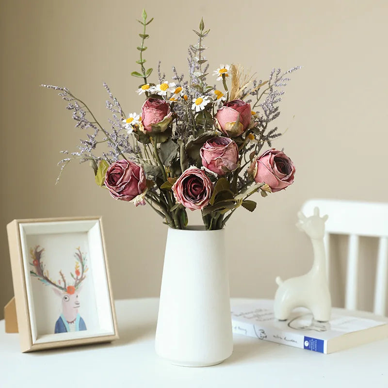 Bouquet of dried rose wines and peonies for autumn retro decoration - view 3
