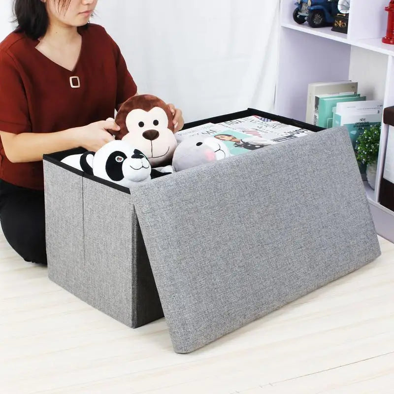 Foldable Ottoman bench with rectangular fabric storage - view 6