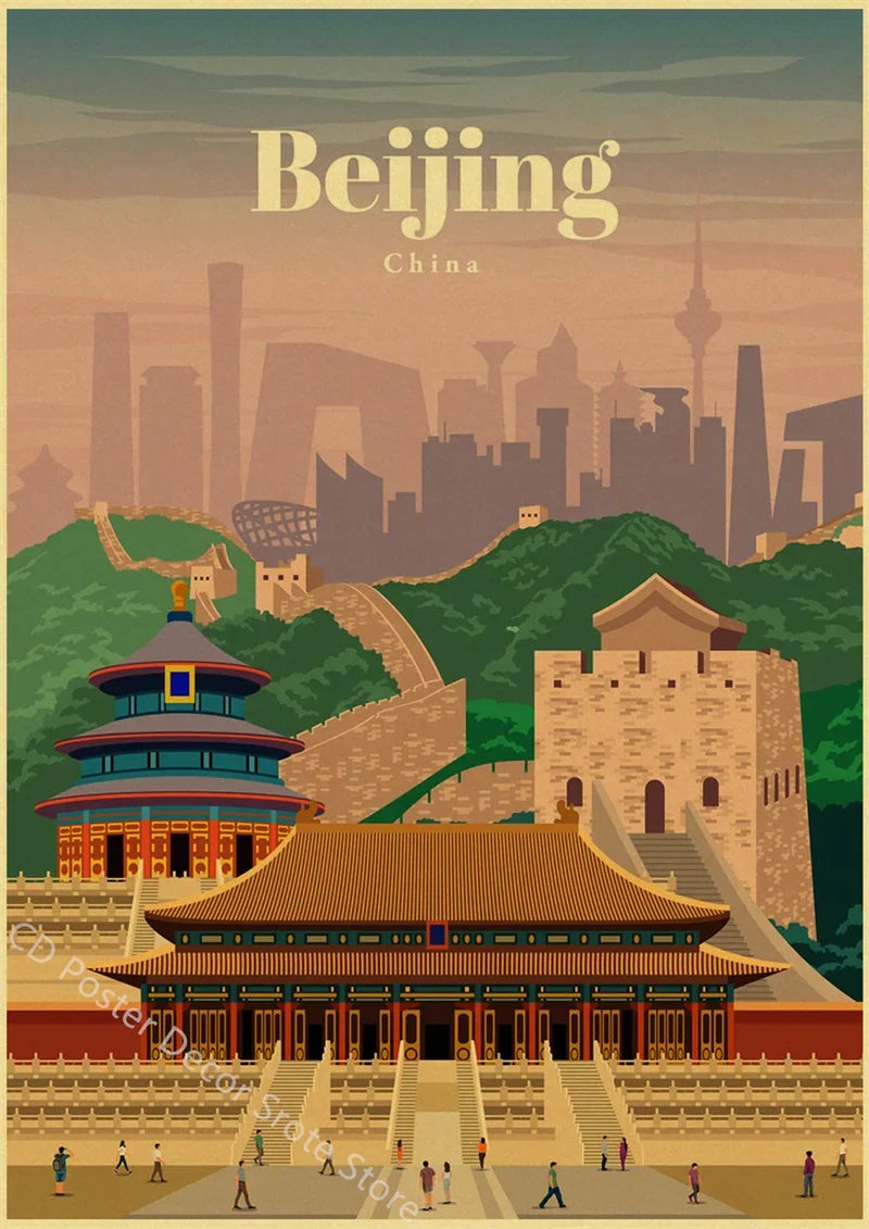 Vintage World Cities Paper Poster, A3 or A4, Design 31 - 31 / A3 16.5 x 11.8 inches