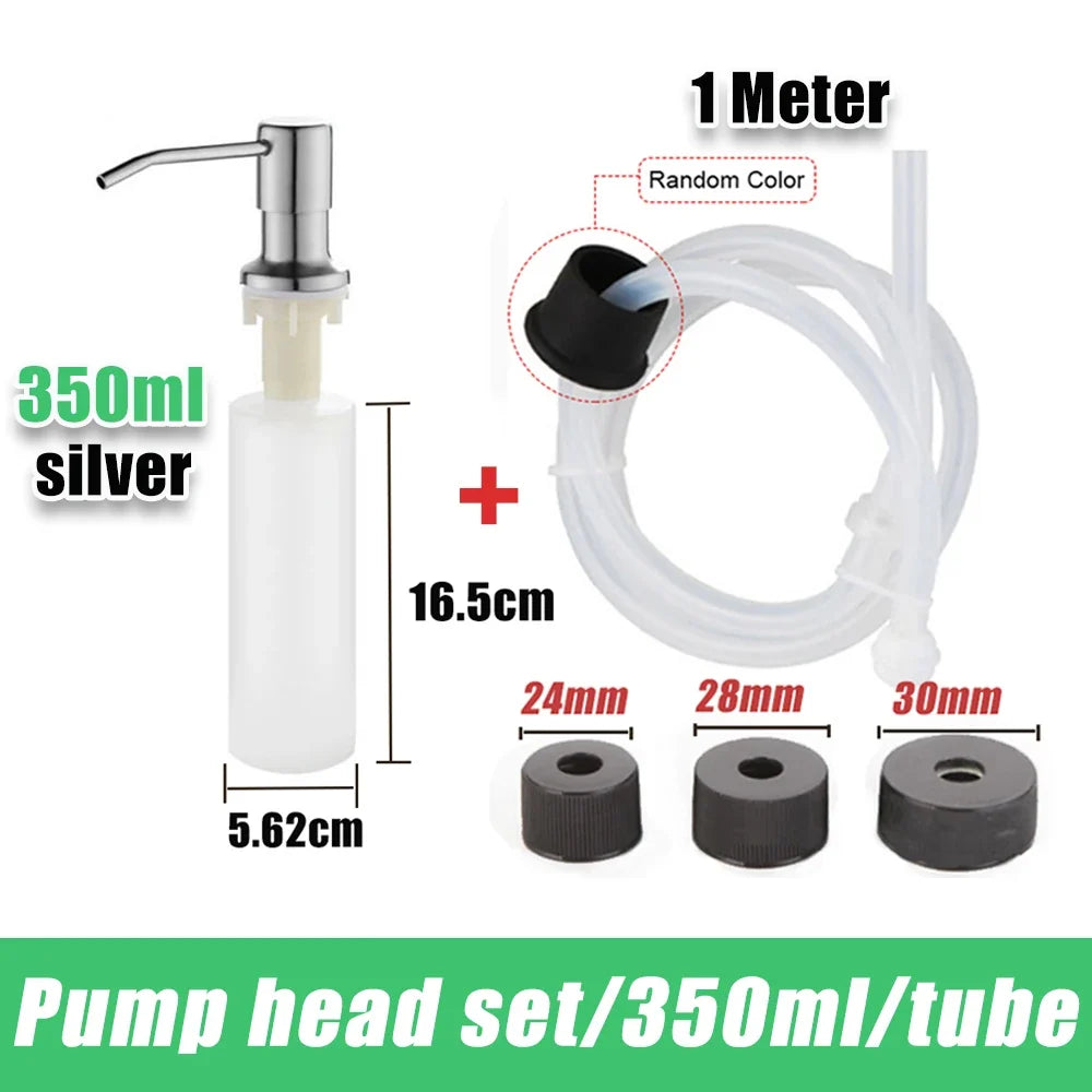 Tube dextension distributeur savon acier inoxydable pompe pression 350 500 ml - Set3-Silver-350ml