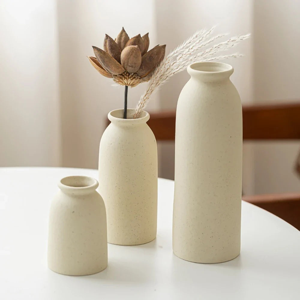 Ceramic Vase,Small Vases for decor,Set 3 Modern Boho Vases for Flower Pampas,Fit for Living Room Desk Shelf decor - view 4