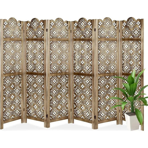 6-Panel Hand-Carved Vintage Folding Privacy Screen