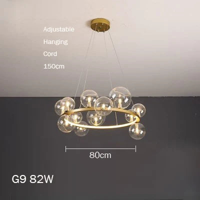 Glass chandelier modern design with bubbles for elegant interior - Warm light / Dia80B