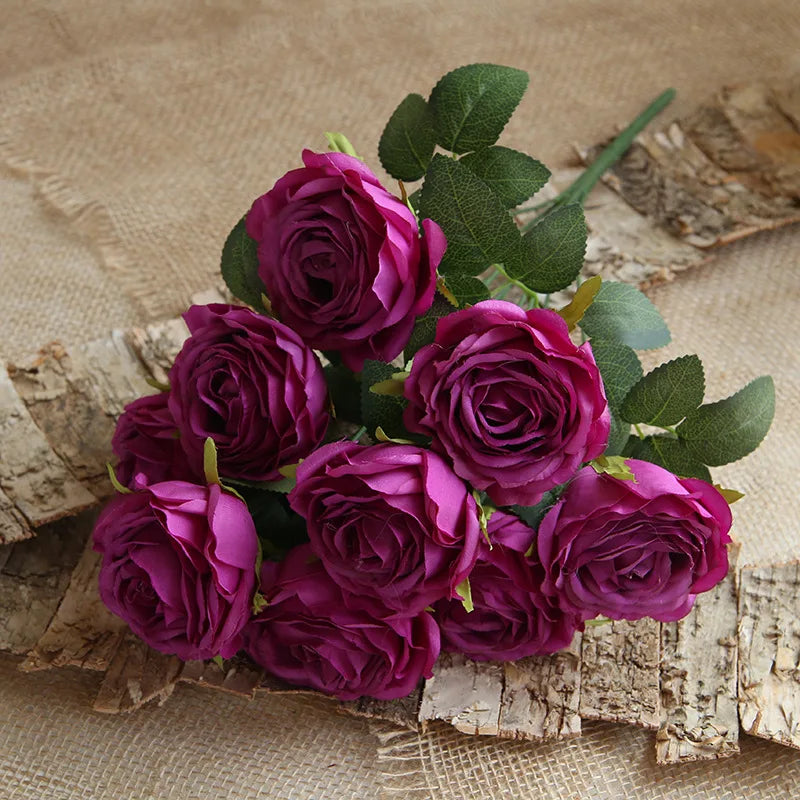 10 artificial flower heads for wedding decoration and festival - Purple