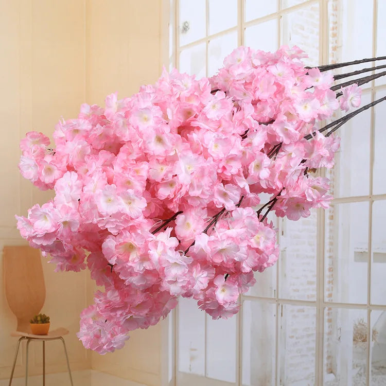 Artificial cherry flowers for wedding decoration and DIY - Medium Pink / 50 Pieces