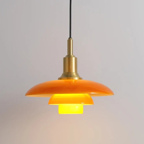 Danish glass design pendant light for modern interior - Orange-Copper / Warm Light / Diameter 28.5cm