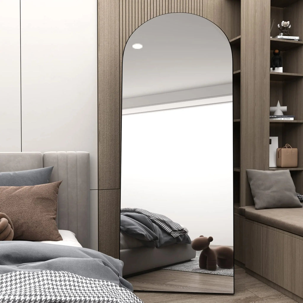 CASSILANDO Arched Full Length Mirror 64" x 21", Floor Standing Mirror, Unique Vertical Mirror, Gold Metal Frame Mirror - view 4