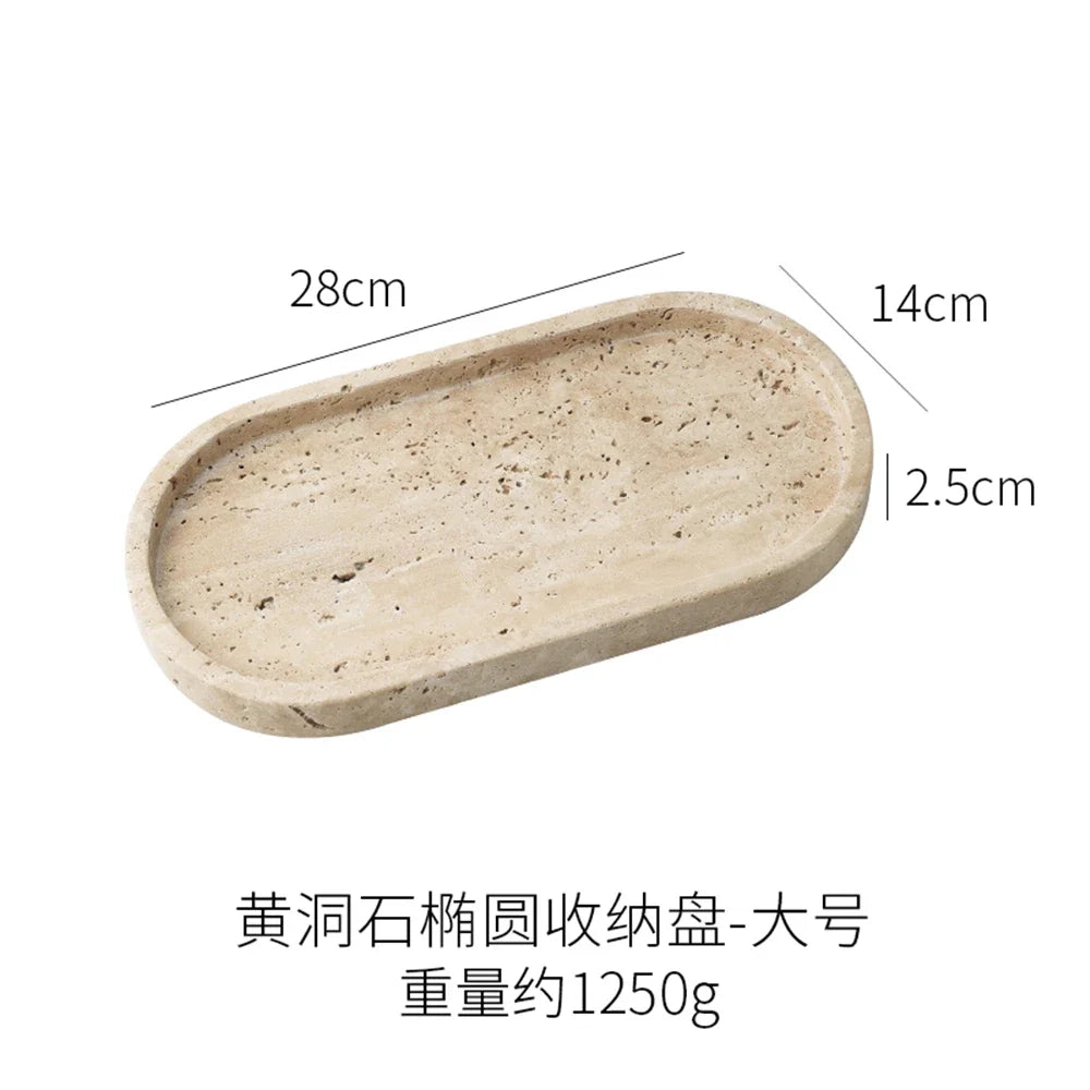 Minimalist marble tray for candles and jewelry - E-L28 X L14 CM