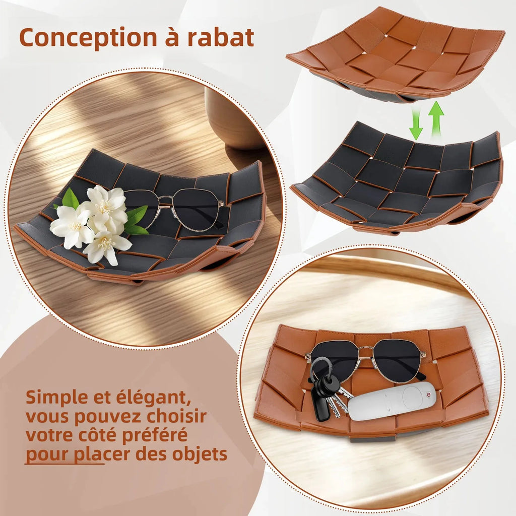 Leather storage tray for keys and other objects - view 3