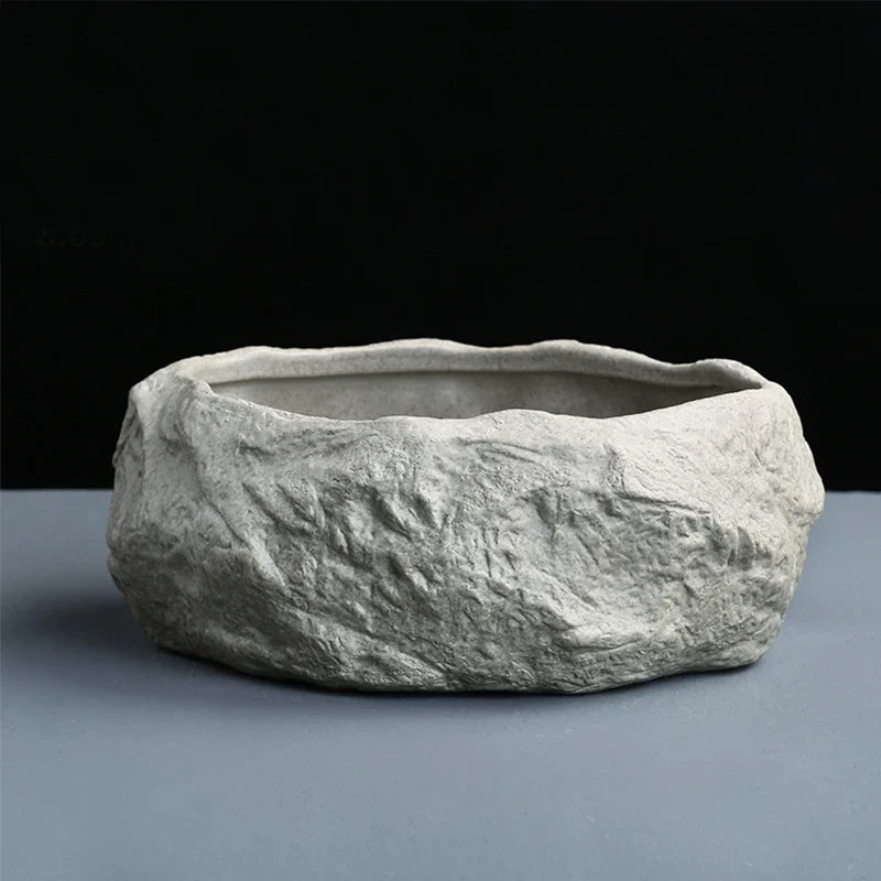 Ceramic Rock Mud Imitation Stone tea Washing Pen Wash tea Cups, Household tea Set Accessories, Extra Large Basin