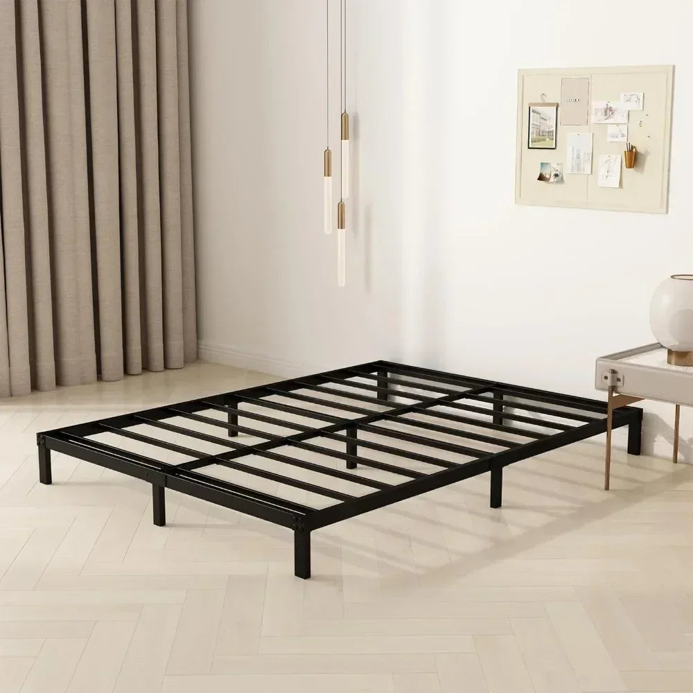 8 inch California King Size Bed Frame, No Spring, No Noise, Easy to Assemble, Black, Heavy Duty Metal Platform Bed Frame