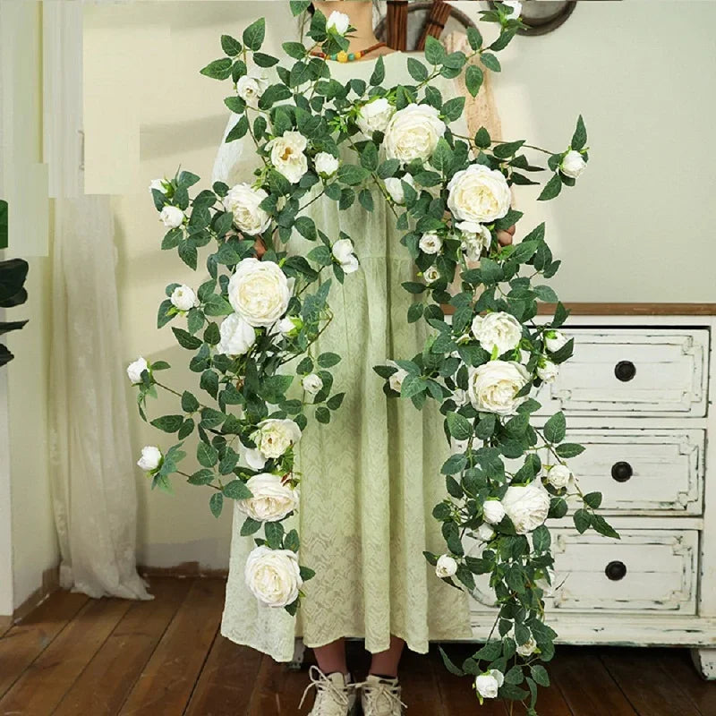 Artificial flowers in pink silk vines floral decoration elegant - view 5