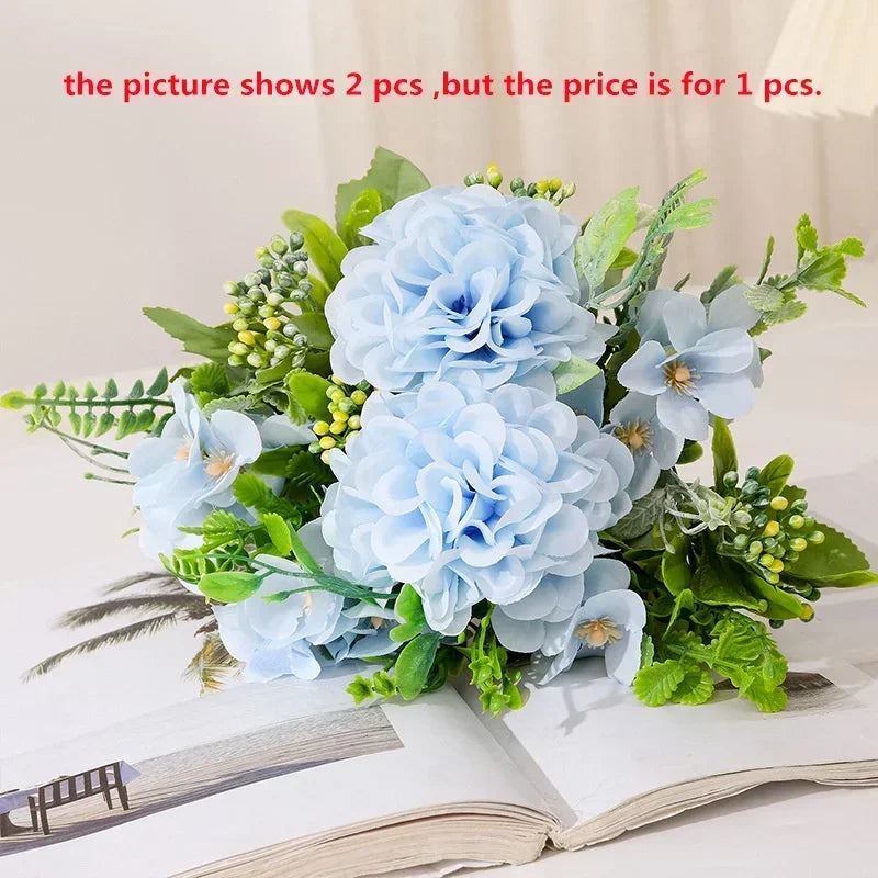 Bouquet of silk chrysanthemums for garden decoration - Blue