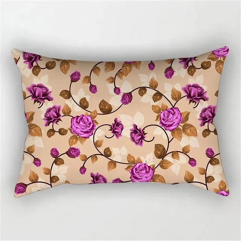Rhythmic Rainbow Floral Throw Pillow Cover