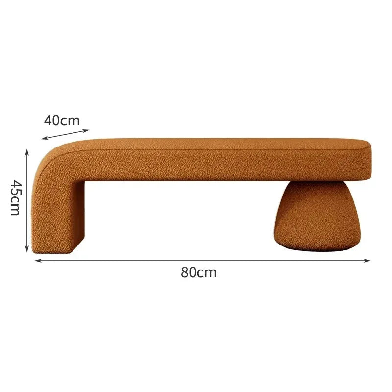 Nordic changing stool for bedroom and living room - Coffee-80cm-Velvet