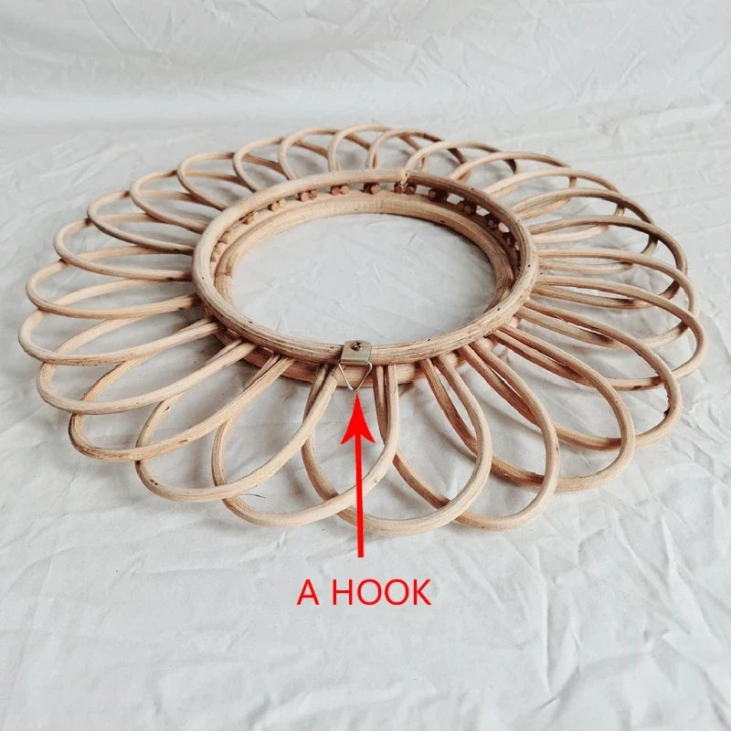 Round mirror in rattan artistic decoration wall innovative - view 7