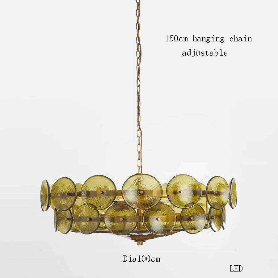 Vintage chandelier in amber glass for interior decoration - Gradable / Diameter 100 cm Green