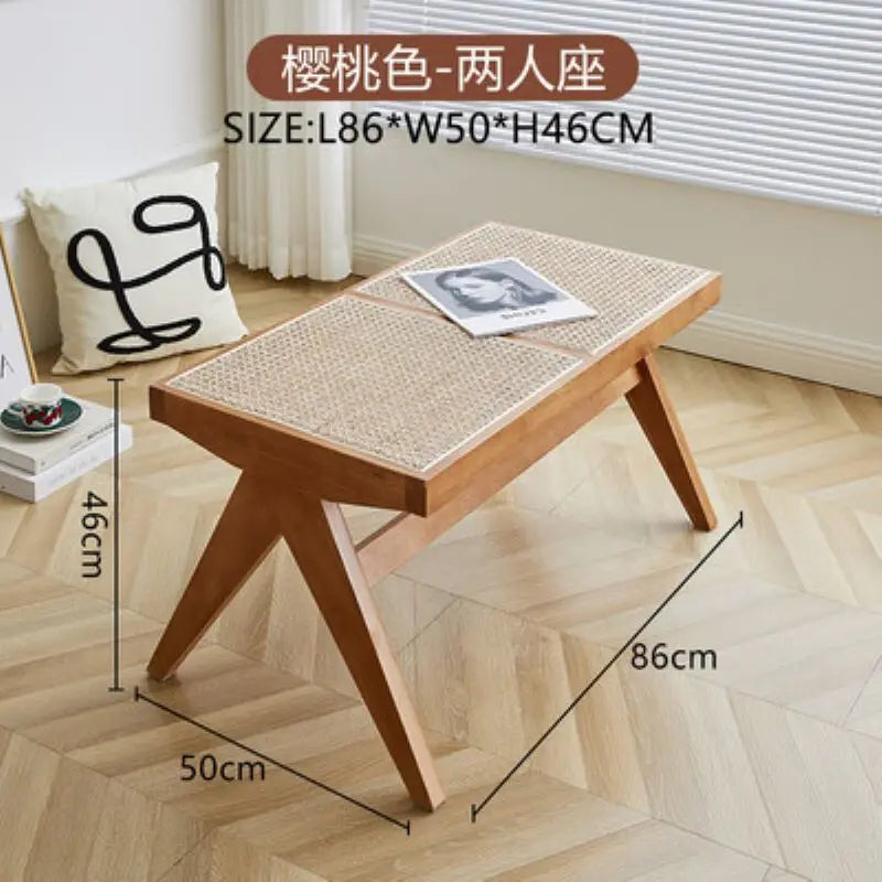 True Nordic style rattan stool for changing shoes - Color
