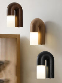 Vintage wooden and acrylic wall sconces for interior decoration