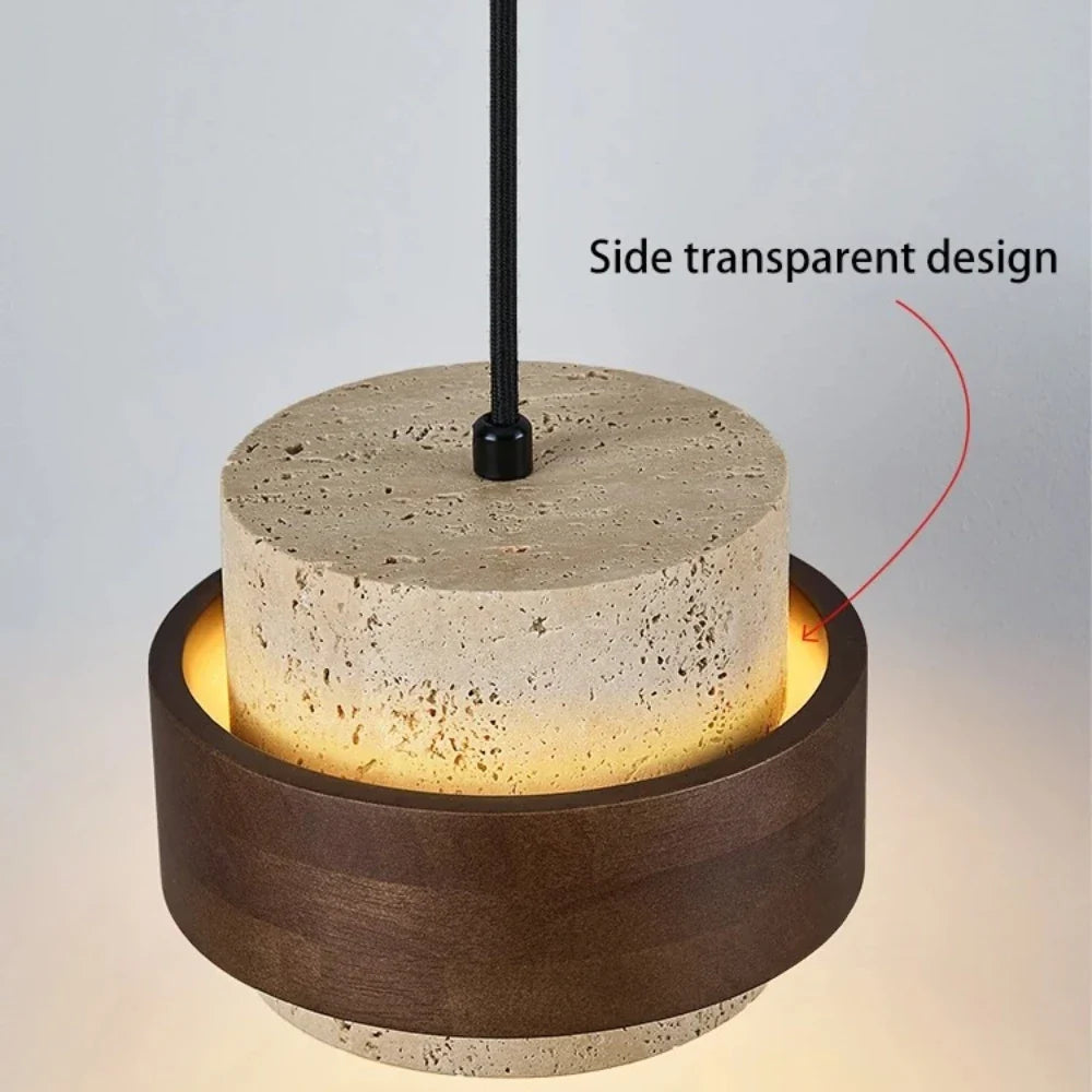 Modern wooden and marble chandelier for elegant decoration - view 3