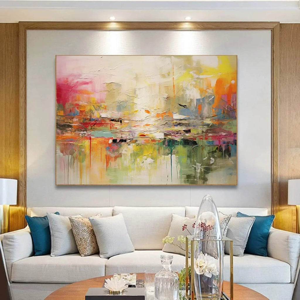 Large abstract mural painting hand painted for interior decoration - view 6