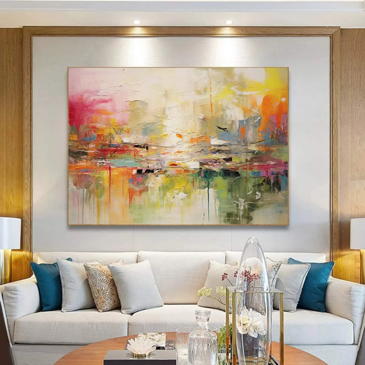 Large abstract mural painting hand painted for interior decoration - view 6