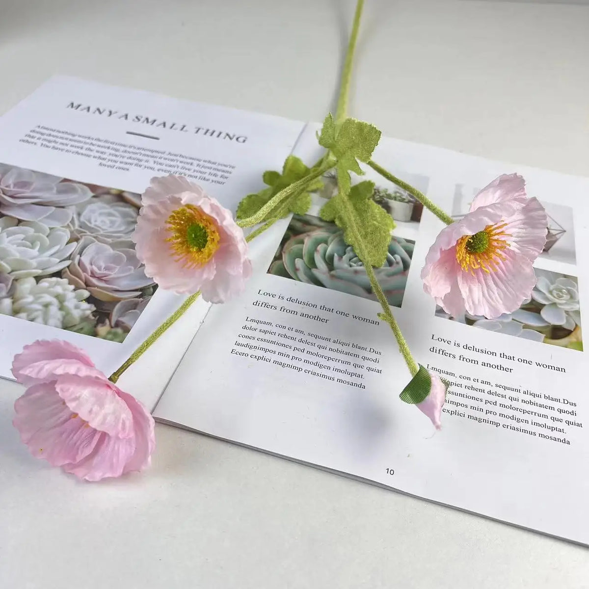Artificial silk poppy flowers for decoration and events - Light Pink