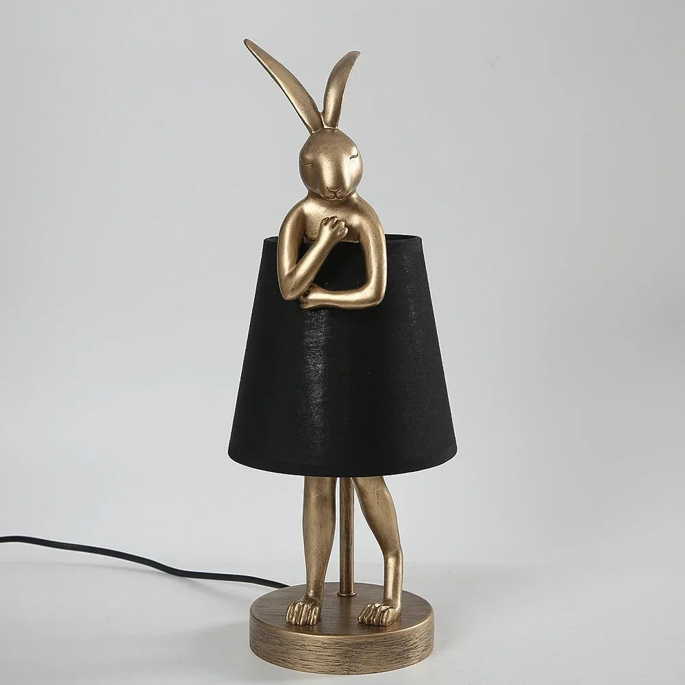 Rabbit desk lamp in retro design resin for interior decoration - Black 68cm