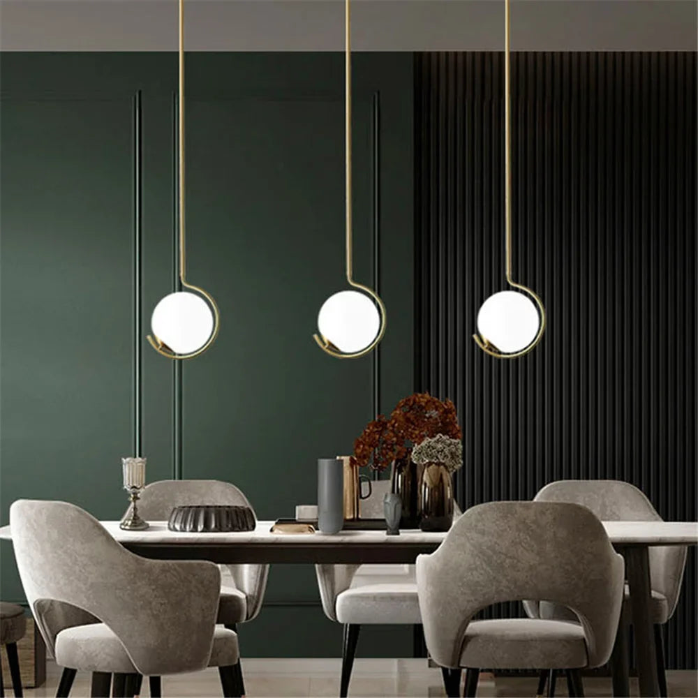 Nordic pendant light in metal and glass with decorative led ball - view 10
